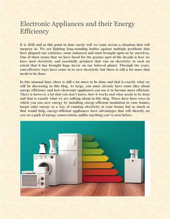 electronic appliances and their energy efficiency