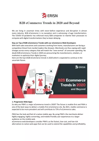 B2B eCommerce Trends in 2020 and Beyond