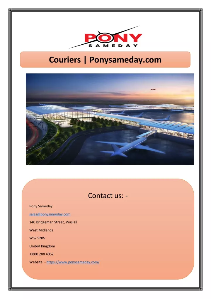 couriers ponysameday com