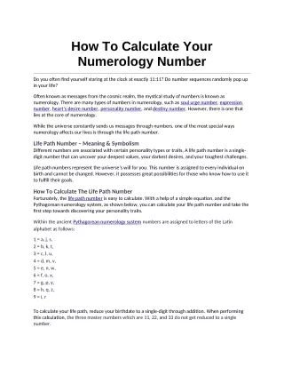 how to calculate your numerology number