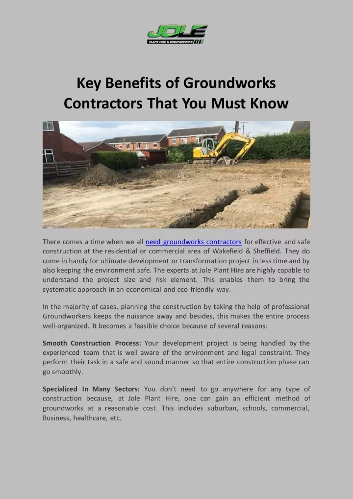 key benefits of groundworks contractors that