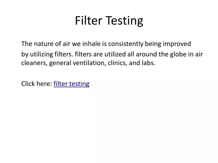filter testing