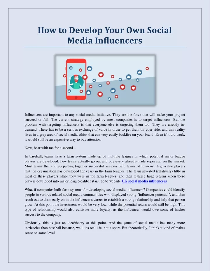 how to develop your own social media influencers