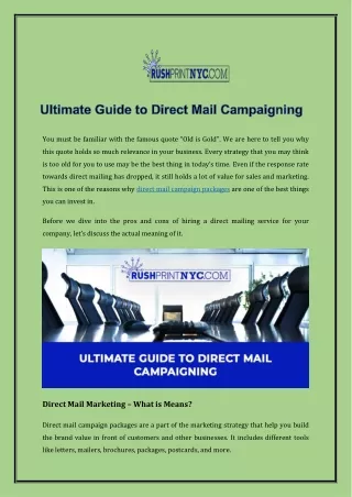 Ultimate Guide to Direct Mail Campaigning