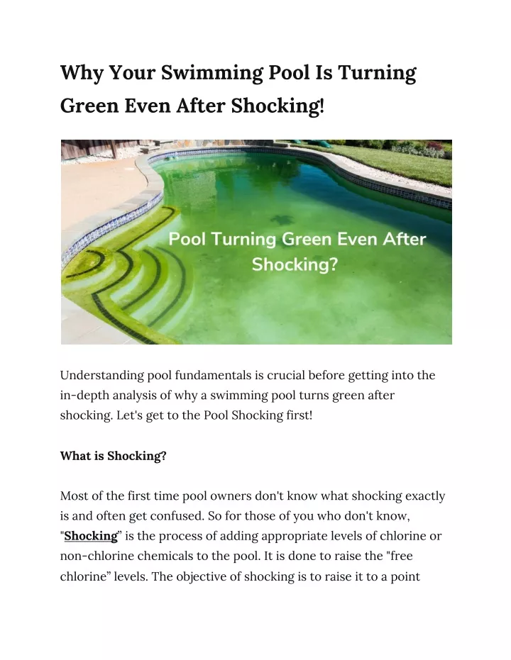 why your swimming pool is turning green even