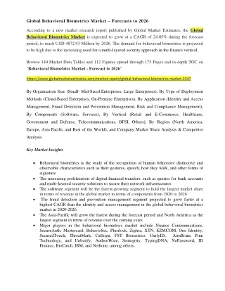 global behavioral biometrics market forecasts