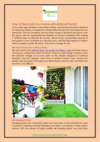How to Decorate Your Home with Artificial Plants?