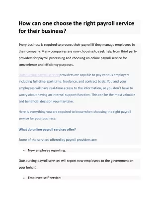 How can one choose the right payroll service for their business.