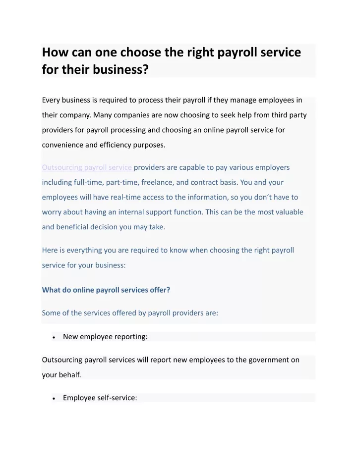 how can one choose the right payroll service