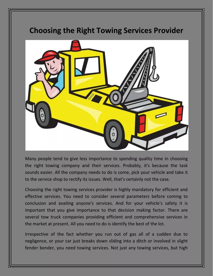 choosing the right towing services provider