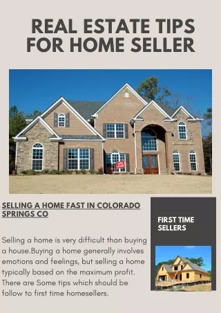 Real Estate Tips For First time Home Seller