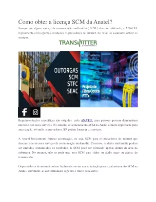 Licença SCM Anatel | Transmitter.com.br