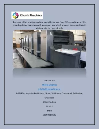 Used Offset Printing Machine | Offsetmachines.in