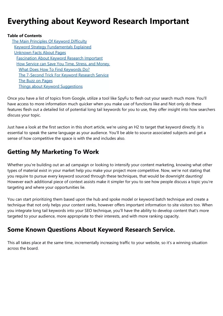 everything about keyword research important