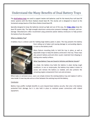 understand the many benefits of dual battery trays