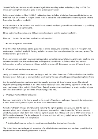 Marijuana Legalization & Regulation Arguments, and Realities, to Help You Best Decide on Election Day