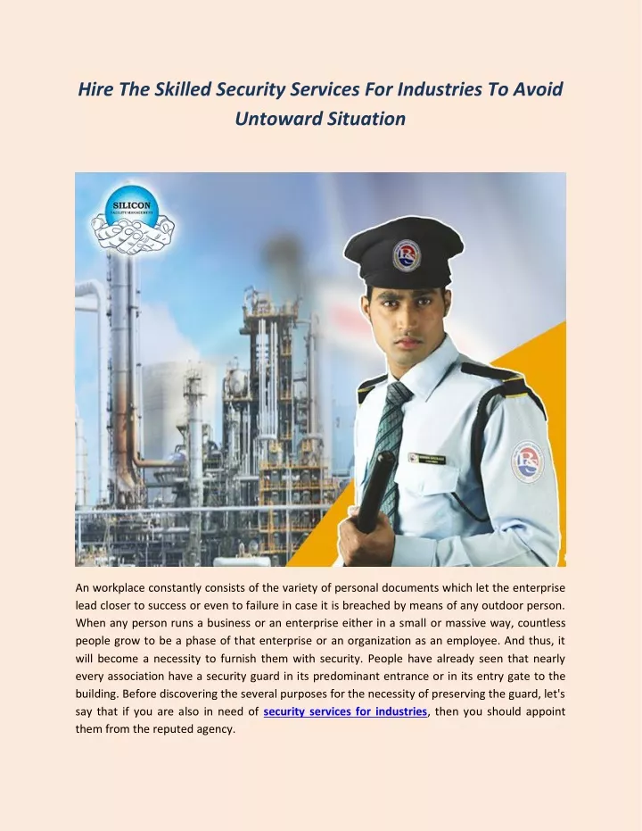 hire the skilled security services for industries