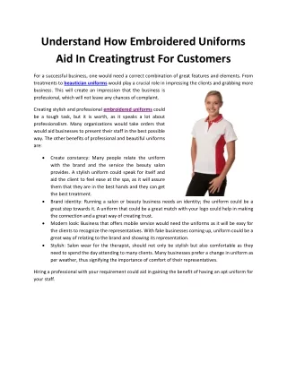 understand how embroidered uniforms