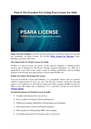 What Is The Procedure For Getting Psara License For Delhi
