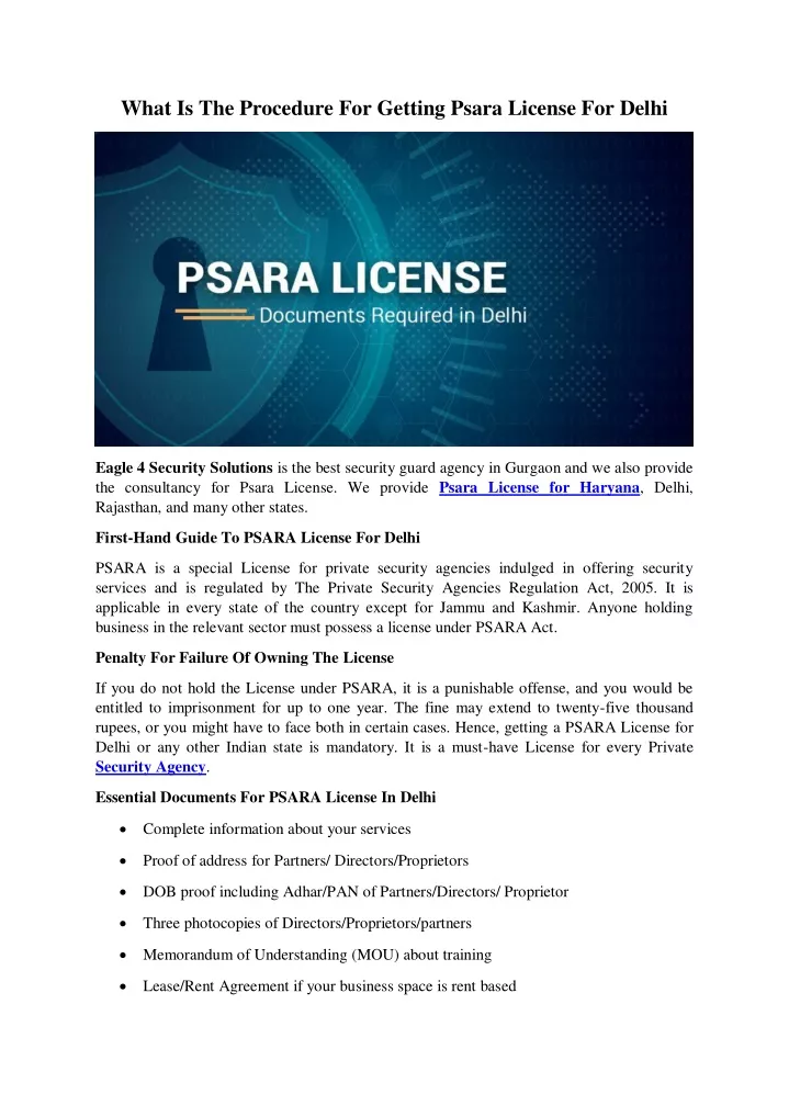 what is the procedure for getting psara license