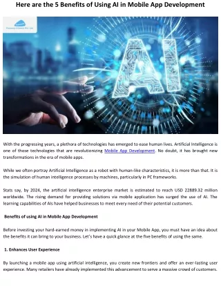 here are the 5 benefits of using ai in mobile