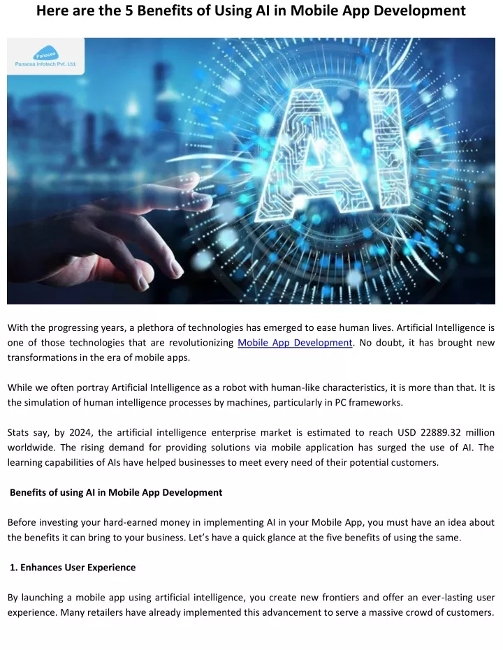 here are the 5 benefits of using ai in mobile