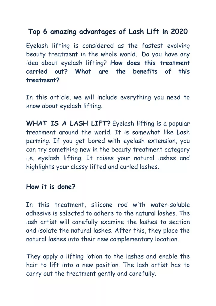 top 6 amazing advantages of lash lift in 2020