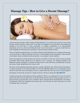 massage tips how to give a decent massage