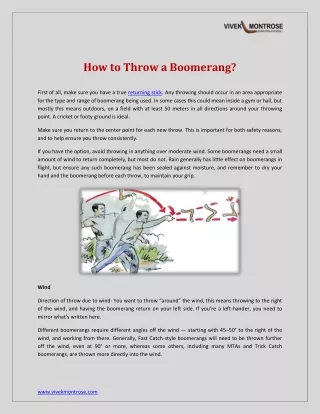 How to Throw a Boomerang?
