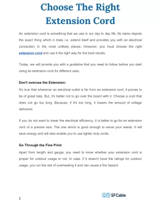 choose the right extension cord