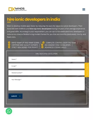 hire offshore ionic developers India | hire ionic app developers - DxMinds