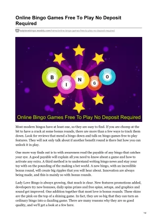 online bingo games free to play no deposit