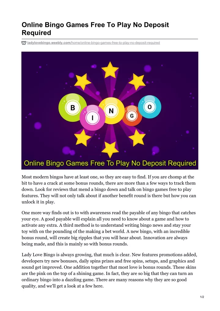 online bingo games free to play no deposit