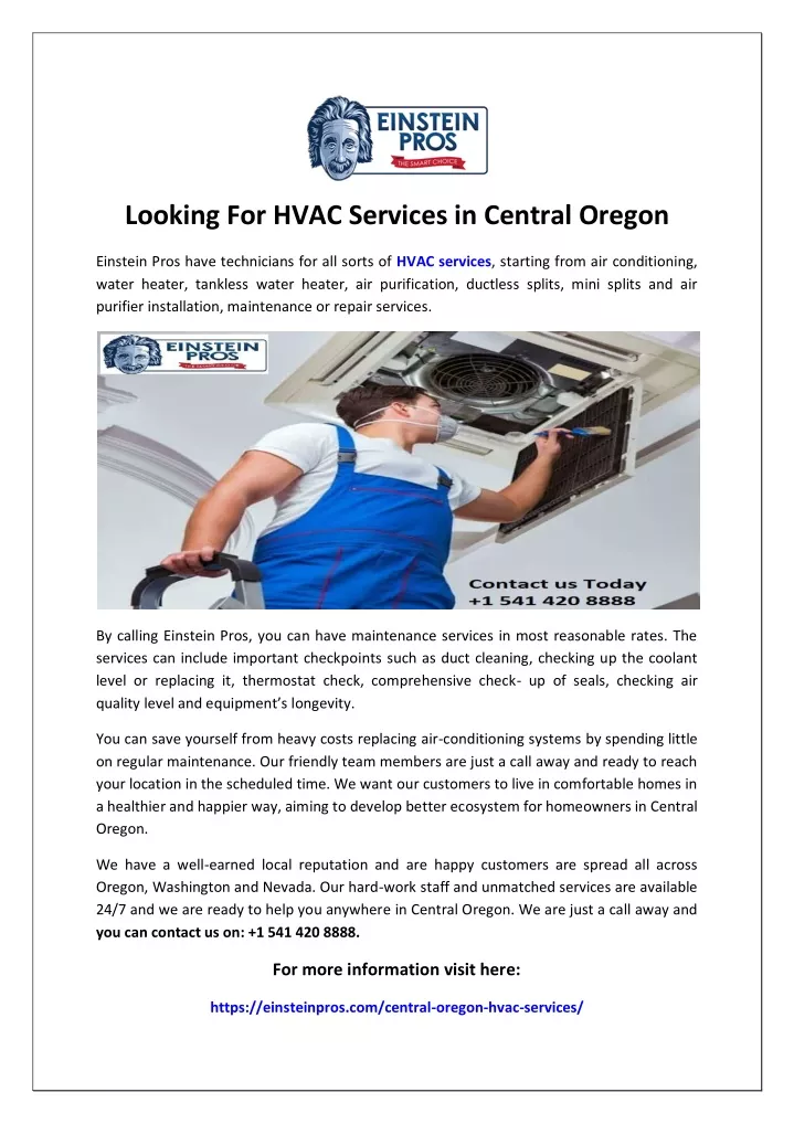 looking for hvac services in central oregon