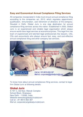 easy and economical annual compliance filing
