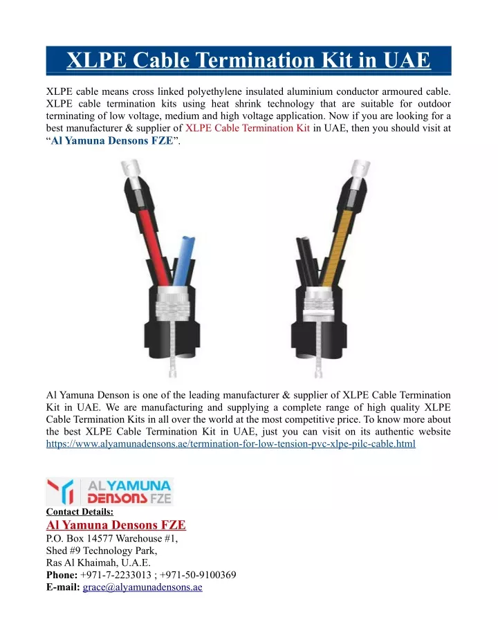 xlpe cable termination kit in uae