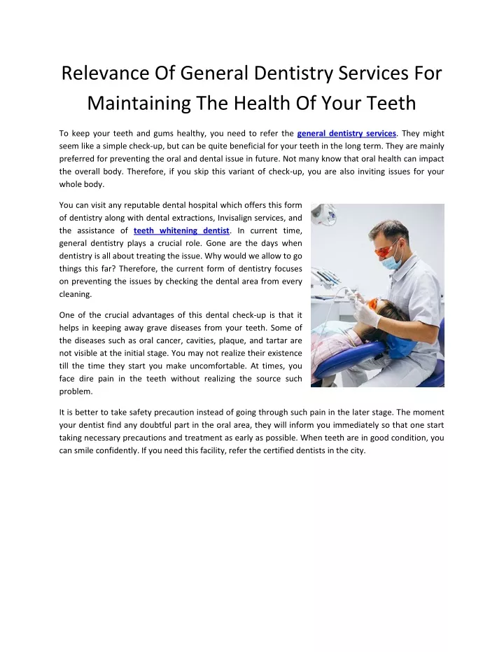 relevance of general dentistry services