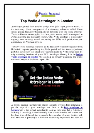 Top Vedic Astrologer in London