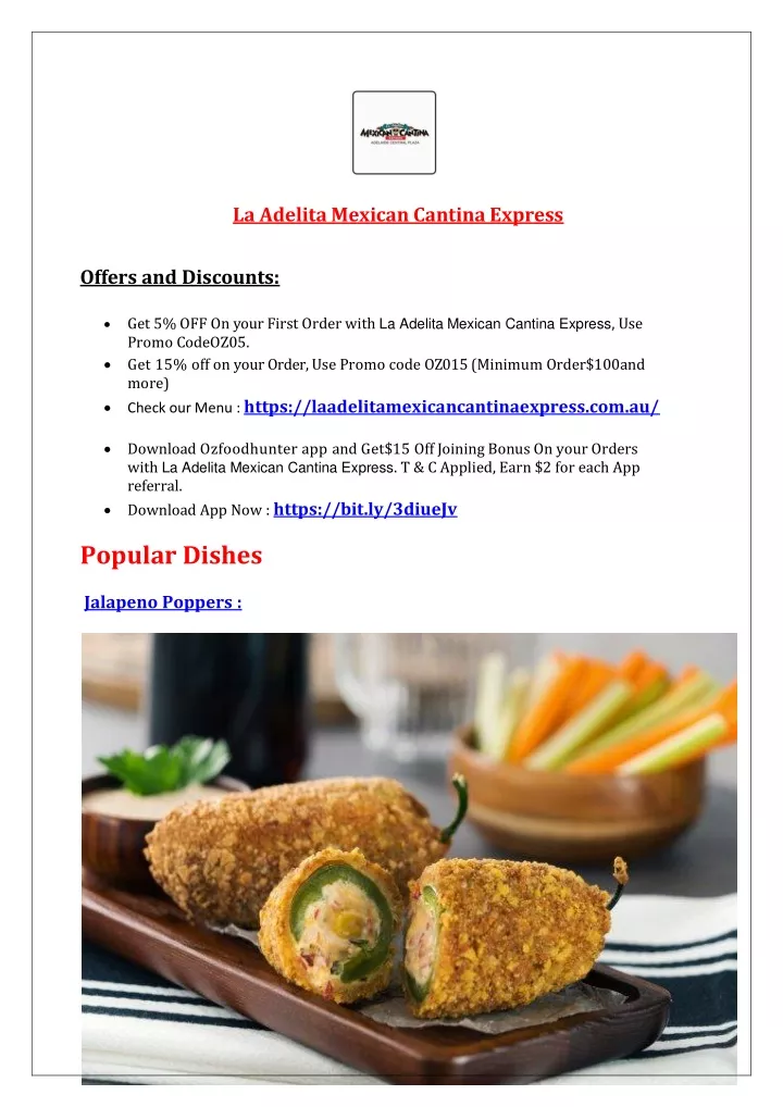 la adelita mexican cantina express offers