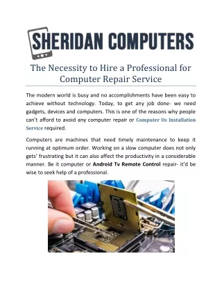 The Necessity to Hire a Professional for Computer Repair Service