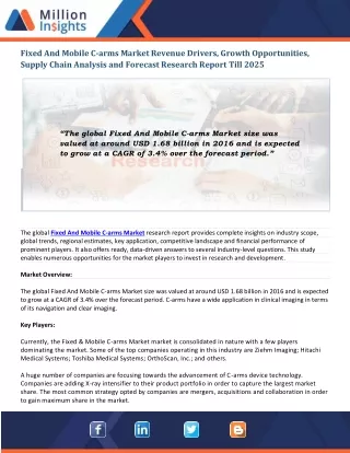 fixed and mobile c arms market revenue drivers