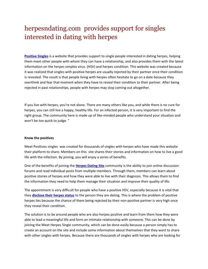 herpesndating com provides support for singles