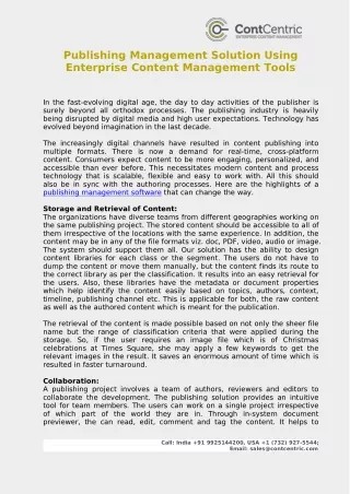 publishing management solution using enterprise