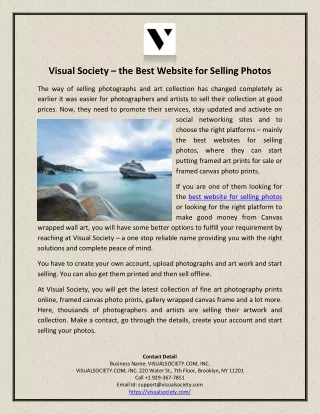 Visual Society – the Best Website for Selling Photos