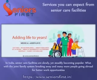 Services you can expect from senior care facilities