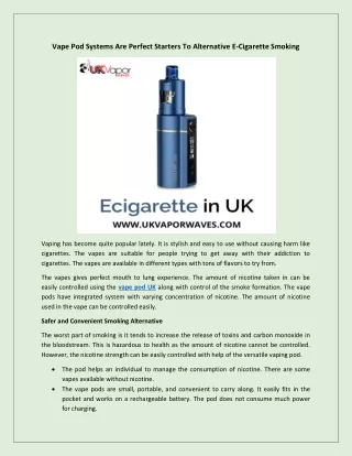 vape pod systems are perfect starters