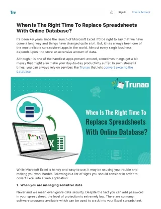 When Is The Right Time To Replace Spreadsheets With Online Database?