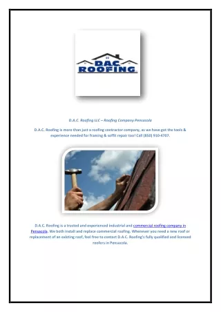 D.A.C. Roofing Company Roof Repair Pensacola