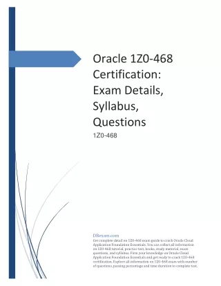 [PDF] Oracle 1Z0-468 Certification: Exam Details, Syllabus, Questions