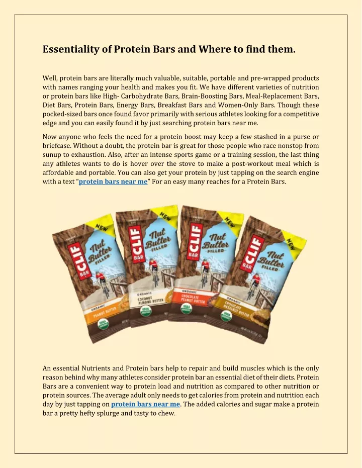 essentiality of protein bars and where to find